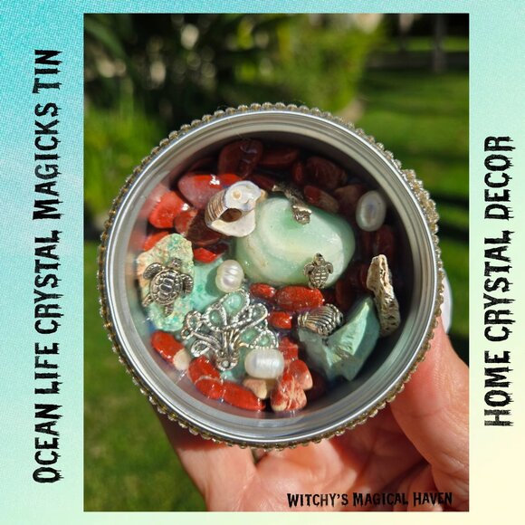 Ocean Sealife Magicks Altar Crystal Charm Tin Home Decor - Picture 6 of 7